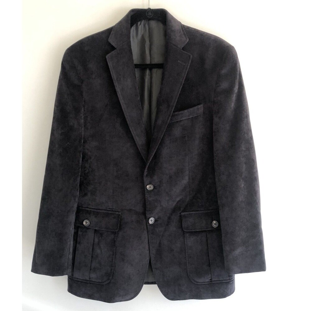 Ralph Lauren For Dillards Blue Label Black Faux Suede Sports Jacket Sz 38R EUC